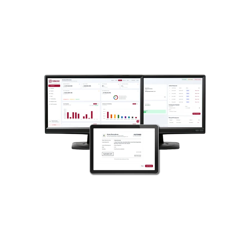 Tampilan dashboard dan dokumen SIMAK
